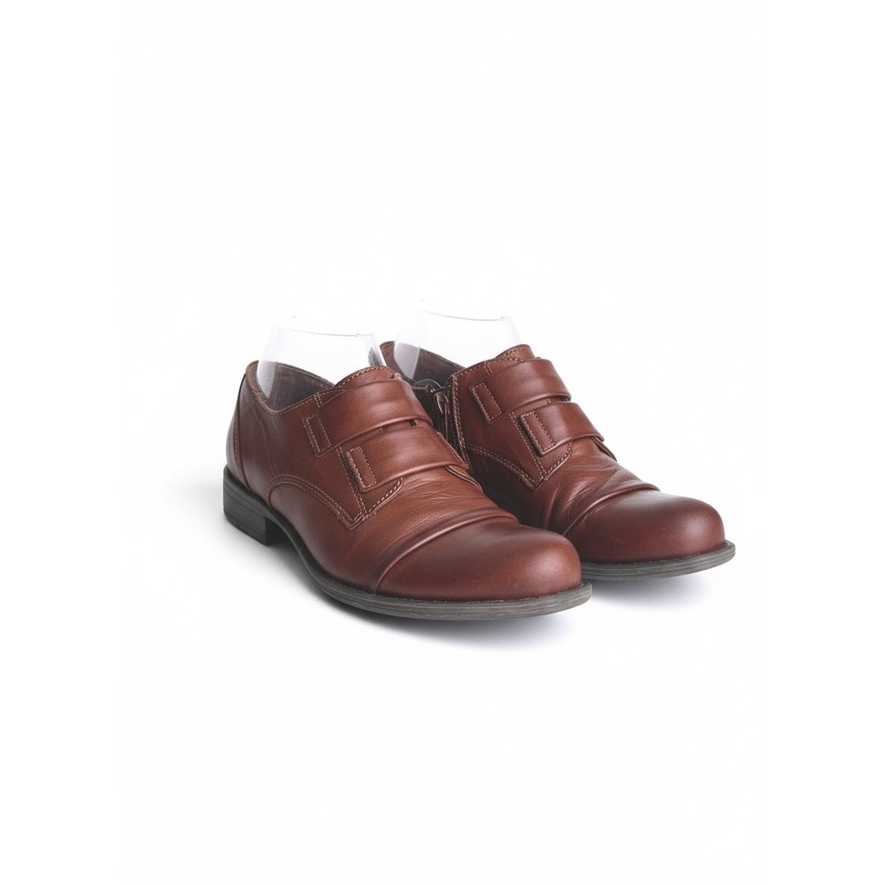 Miz Mooz Liam Brown Leather Pleated Oxford Shoes Womens Size US 6.5